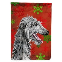 Scottish Deerhound Red Snowflakes Holiday House Flag