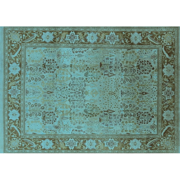 Ahgly Company Indoor Rectangle Oriental Light Blue Traditional Area Rugs, 3' x 5'