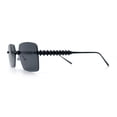 thumbnail image 6 of Luxury Rimless Rectangle Metal Pyramid Stud Jewel Arm Metal Rim Sunglasses All Black, 6 of 8