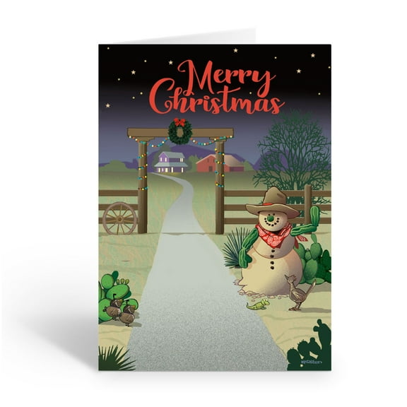 Cowboy Snowman Southwestern Christmas Card - 18 Cards and 19 Envelopes - 40075