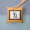 thumbnail image 2 of Letter K Initial Monogram - Orange Polkadots Fabric Decorative Pillow, 2 of 4
