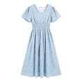 thumbnail image 6 of Levmjia Flowy Midi Dresses for Women V Neck Short Sleeve Polka Dot Dress Summer Casual Fashion Loose Fit Swing Party Beach Vacation, 6 of 6