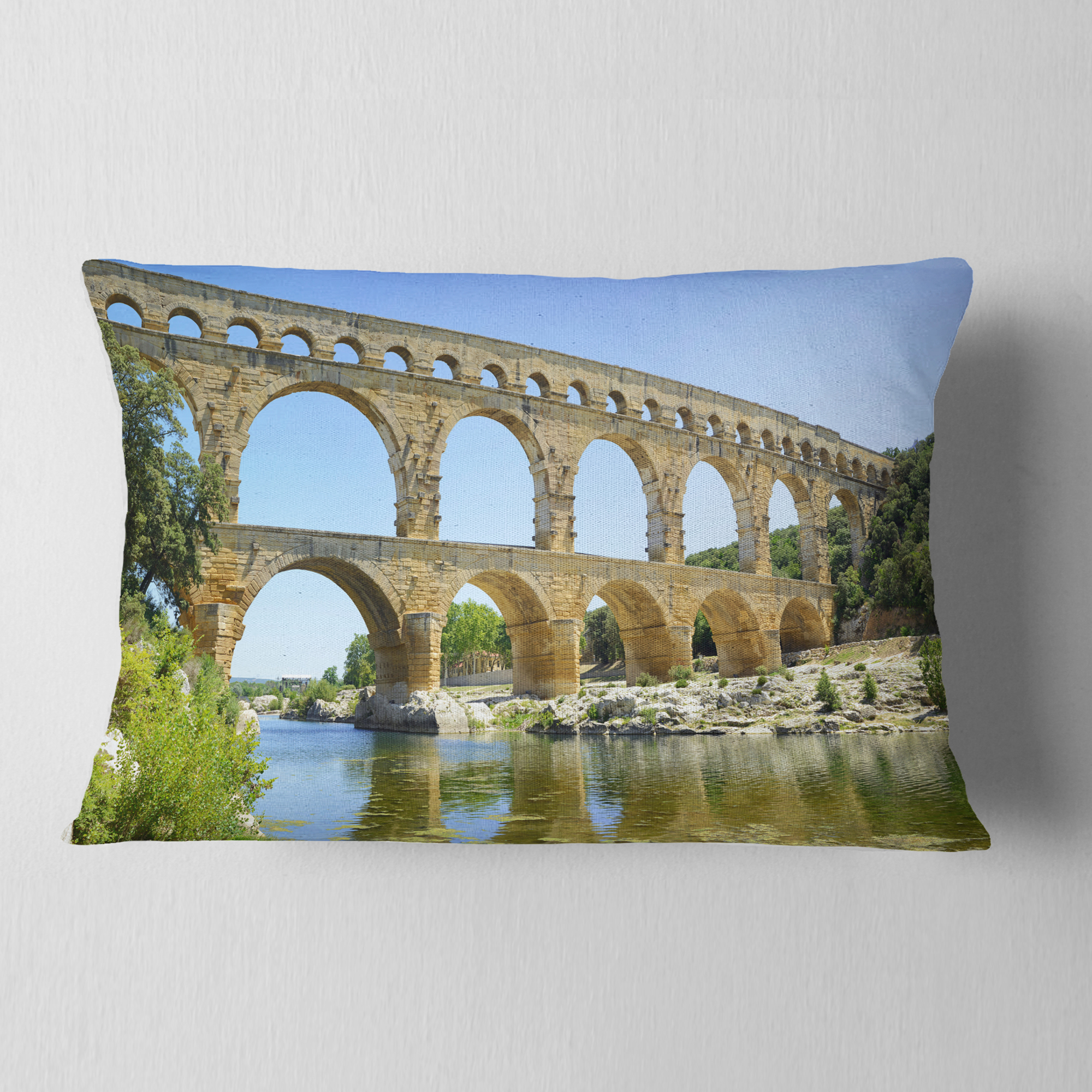 Designart 12" x 20" Green Polyester Throw Pillow
