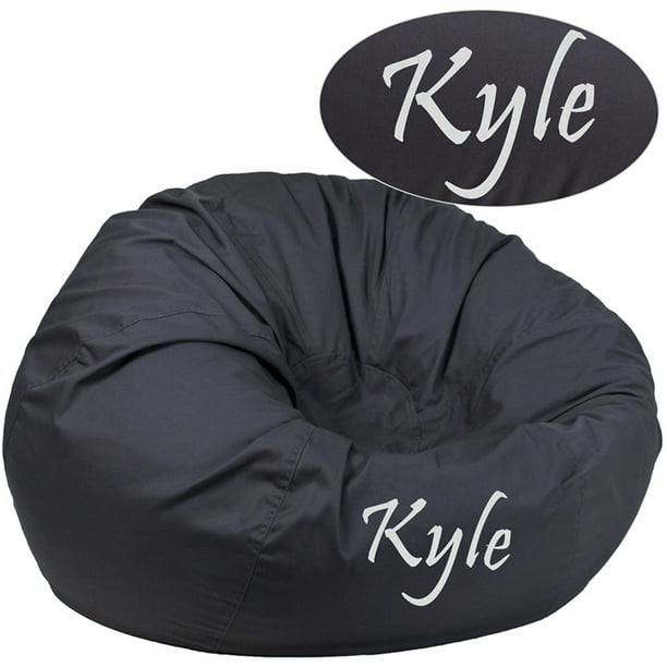 Personalized Oversized Solid Gray Bean Bag Chair for Kids and Adults