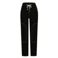thumbnail image 6 of CENGNIAN Women's Drawstring Waist Jeans Pants,Wide Leg Denim Pants For Ladies,Womens Contrast-Stitch Trousers for Daily Wear,Black,Size XL, 6 of 8