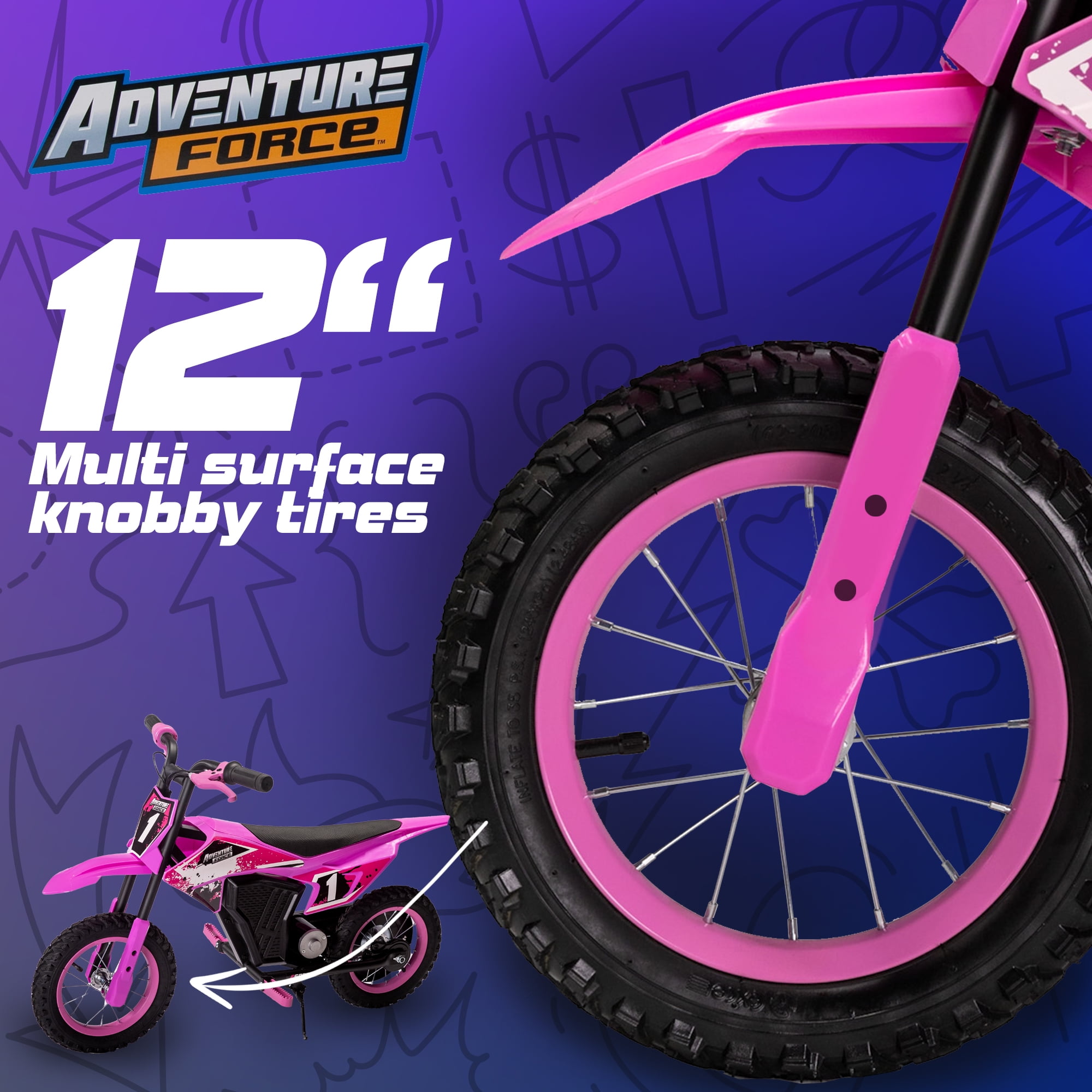 Adventure Force 12V Electric Dirt Bike, Kids Battery Powered Ride on, Ages 5 Years and up, Pink