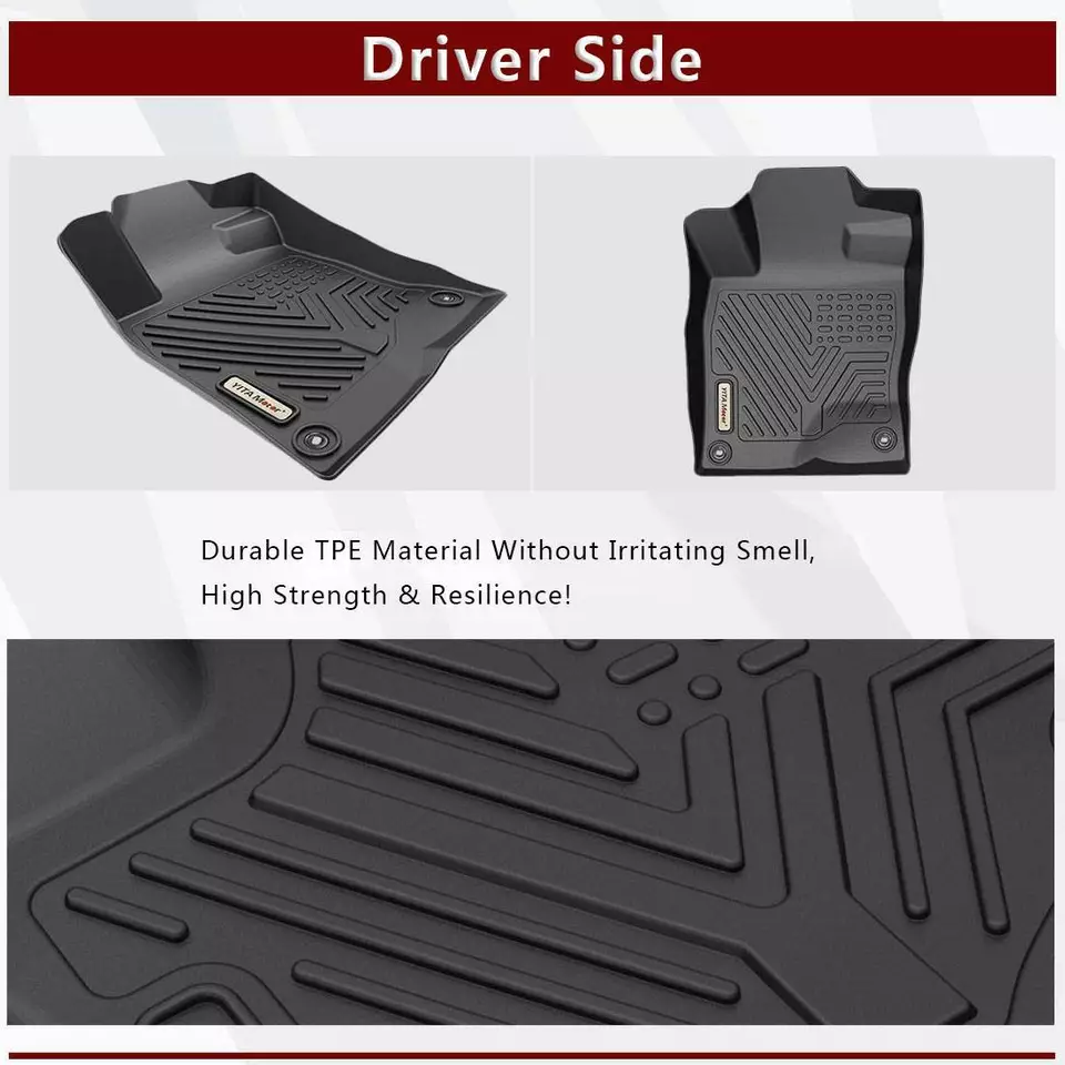 RVNI TPE Rubber Floor Mats 1st & 2nd Row for 2016-2021 Honda Civic Sedan & Hatchback 4-Door Set All-Weather