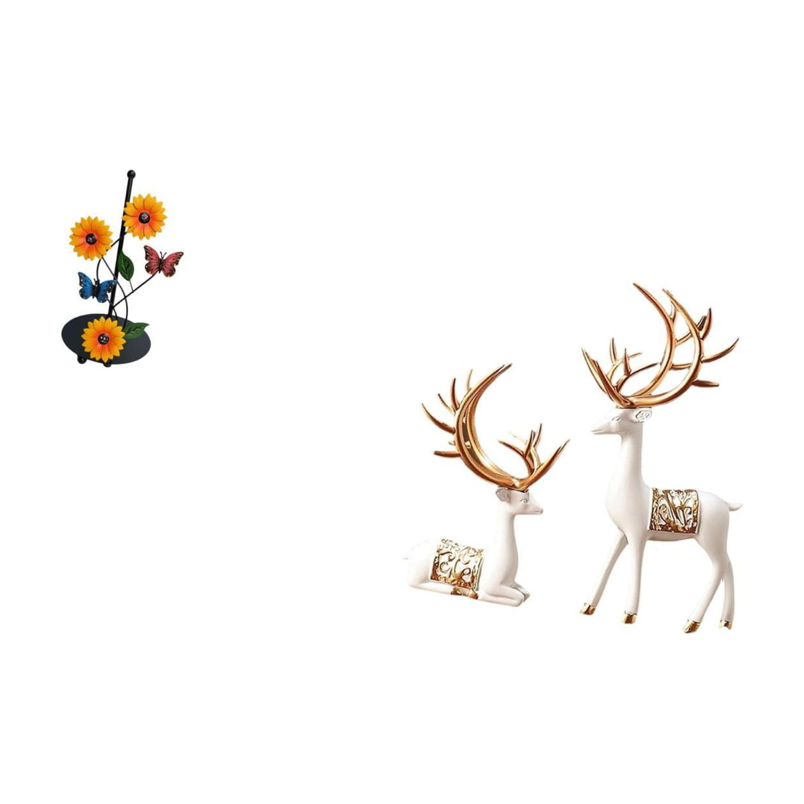 Fiocias Toilet Paper Holder Set Paper Towel Holder Countertop Kitchen Roll Holder Standing Deer Sculpture Statue Resin Iron Ornament Suitable for Gi