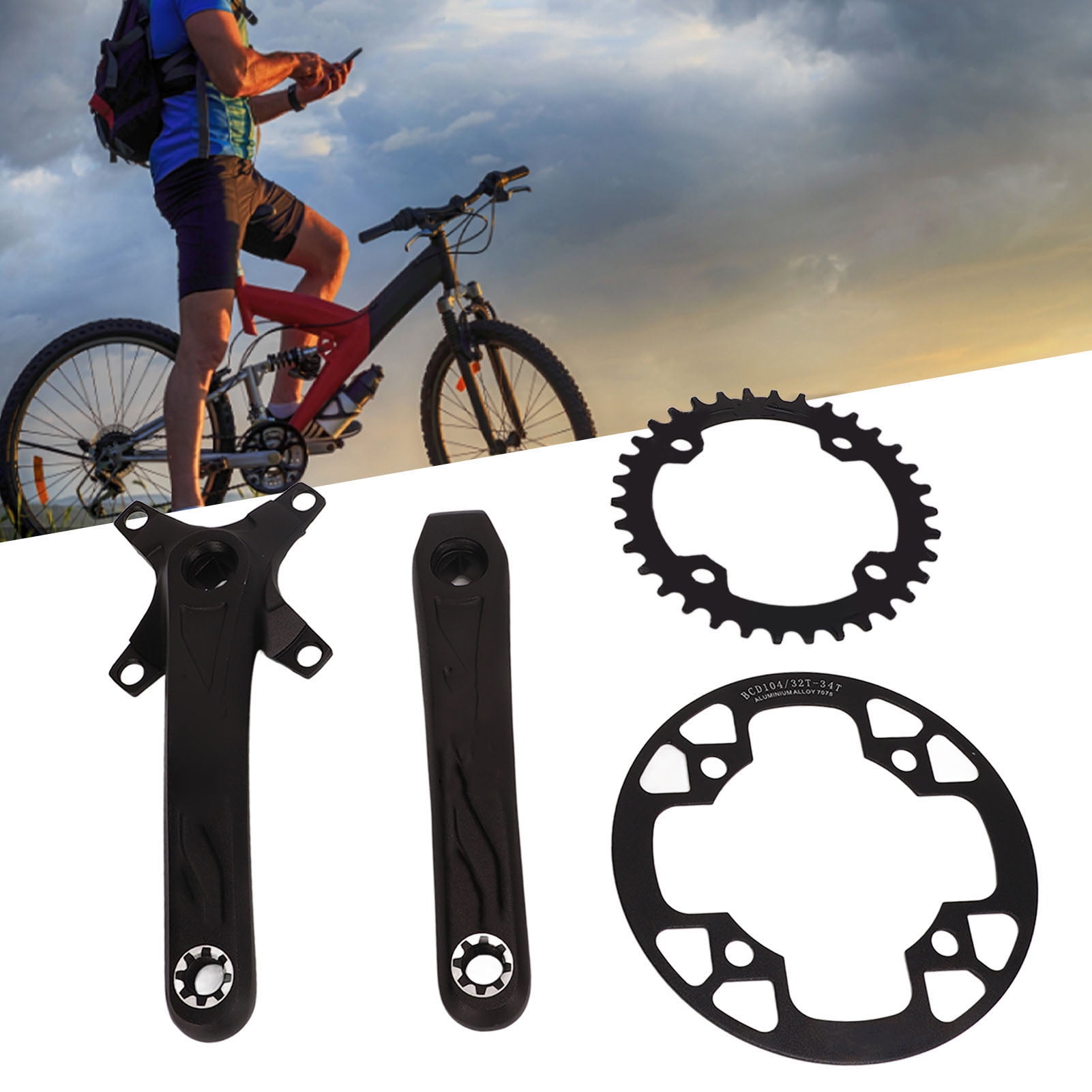 Bike Crankset, Lightweight Repair Parts Bike Crank Arm Set Low
