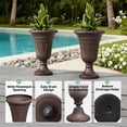 thumbnail image 2 of TopComfy 23.6" Tall Plastic Urn Planters Set of 2, Heavy-Duty Indoor or Outdoor Flower Pots with Drainage Holes and Classic Trophy Design for Porch, Garden & Home, Brown, 2 of 9
