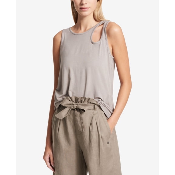 DKNY Sport Shoulder Cutout Tank Top Gray M