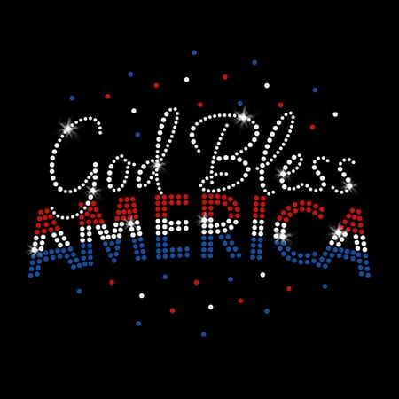 God Bless America New Iron On Rhinestone Transfer