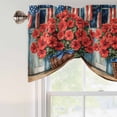 thumbnail image 5 of Tie Up Valances for Windows, 4th of July Adjustable Valance Curtains Window Treatment for Living Room, Patriotic Red Poppy Flowers American Flag Rod Pocket Kitchen Curtains & Drapes 42x18 Inch, 5 of 9