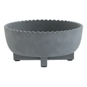 Better Homes & Gardens Pottery 8" Thalea Ceramic Scalloped Bowl with Stand, Grey