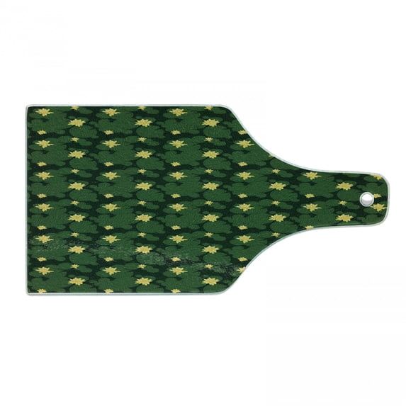 Lotus Flower Cutting Board, Purity Simplistic Print of Pond Related Plantation and Flora Meadow Feels, Decorative Tempered Glass Cutting and Serving Board, in 3 Sizes, by Ambesonne