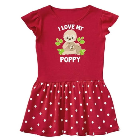 

Inktastic Cute Sloth I Love My Poppy with Green Leaves Gift Baby Girl Dress