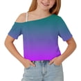 thumbnail image 4 of WRKEKC Girls Short Sleeve Tops Kids Star Print One Shoulder Short Sleeve Casual T-Shirt for Daily Wear 5-14 Years, 4 of 9