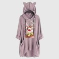 thumbnail image 2 of Top de manga larga con cuello redondo y capucha para mujer con estampado navideño y bolsillo suelto para mujer Pompotops FGAJ11164, 2 of 6