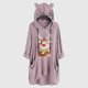 thumbnail image 2 of Top de manga larga con cuello redondo y capucha para mujer con estampado navideño y bolsillo suelto para mujer Pompotops FGAJ11164, 2 of 6