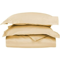 650-Thread Count 100% Egyptian Cotton Mediumweight Solid Duvet Cover Set Gold / King/Cal King