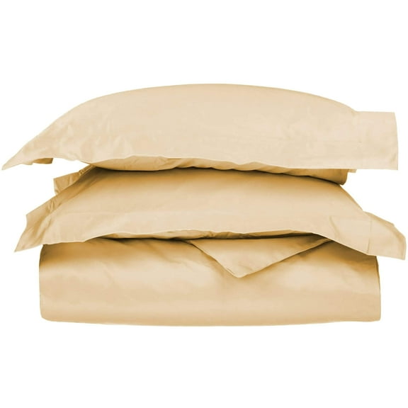 650-Thread Count 100% Egyptian Cotton Mediumweight Solid Duvet Cover Set Gold / King/Cal King