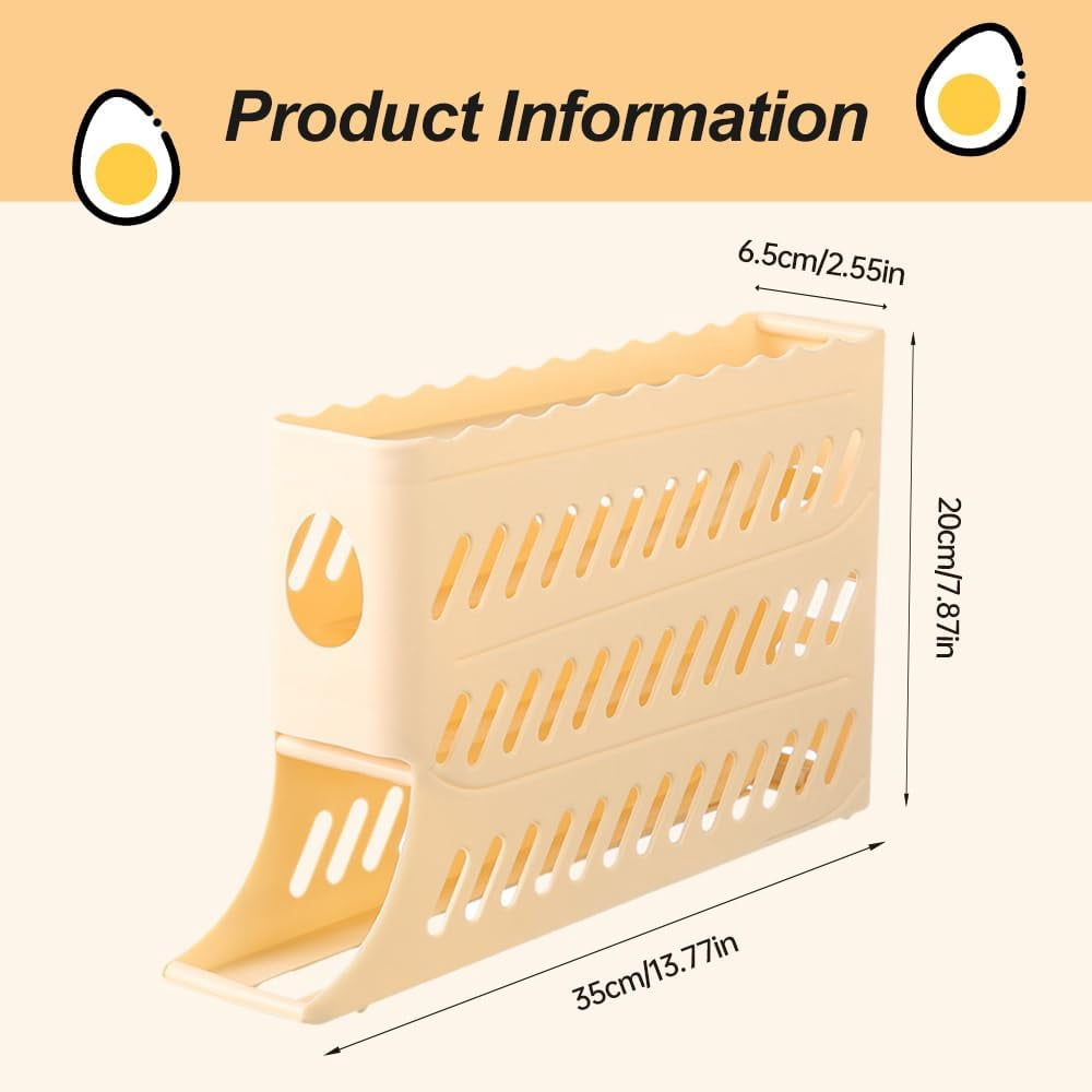 2026 New Egg Holder for Fridge, Automatic Rolling Egg Dispenser Organizer, Space Saving Egg Storage Box for Refrigerator, Holds Up to 30 Eggs Easy Access Egg Dispenser for Kitchen