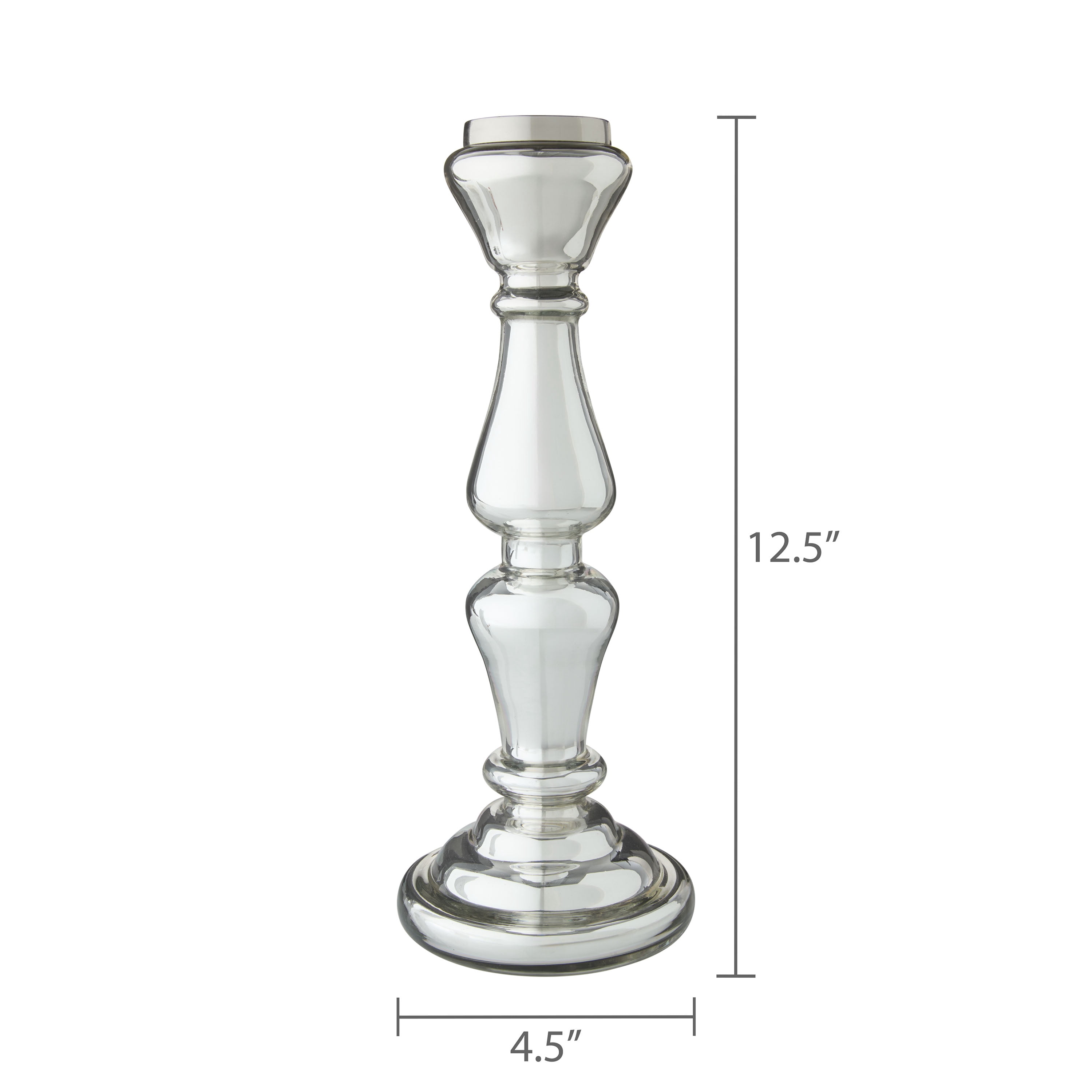 Pillar Candlestick, Silver, 12", by My Texas House