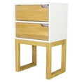 thumbnail image 4 of 16" X 12" X 26" White & Natural Solid Wood Two Drawer Side Table, 4 of 4