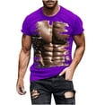thumbnail image 4 of ZCFZJW Summer T-Shirts for Men Big and Tall 3D Fake Muscle Pattern Graphic Short Sleeve Crew Neck Workout T Shirt Loose Fit Soft Cotton Pullover Tops Purple XXXL, 4 of 6