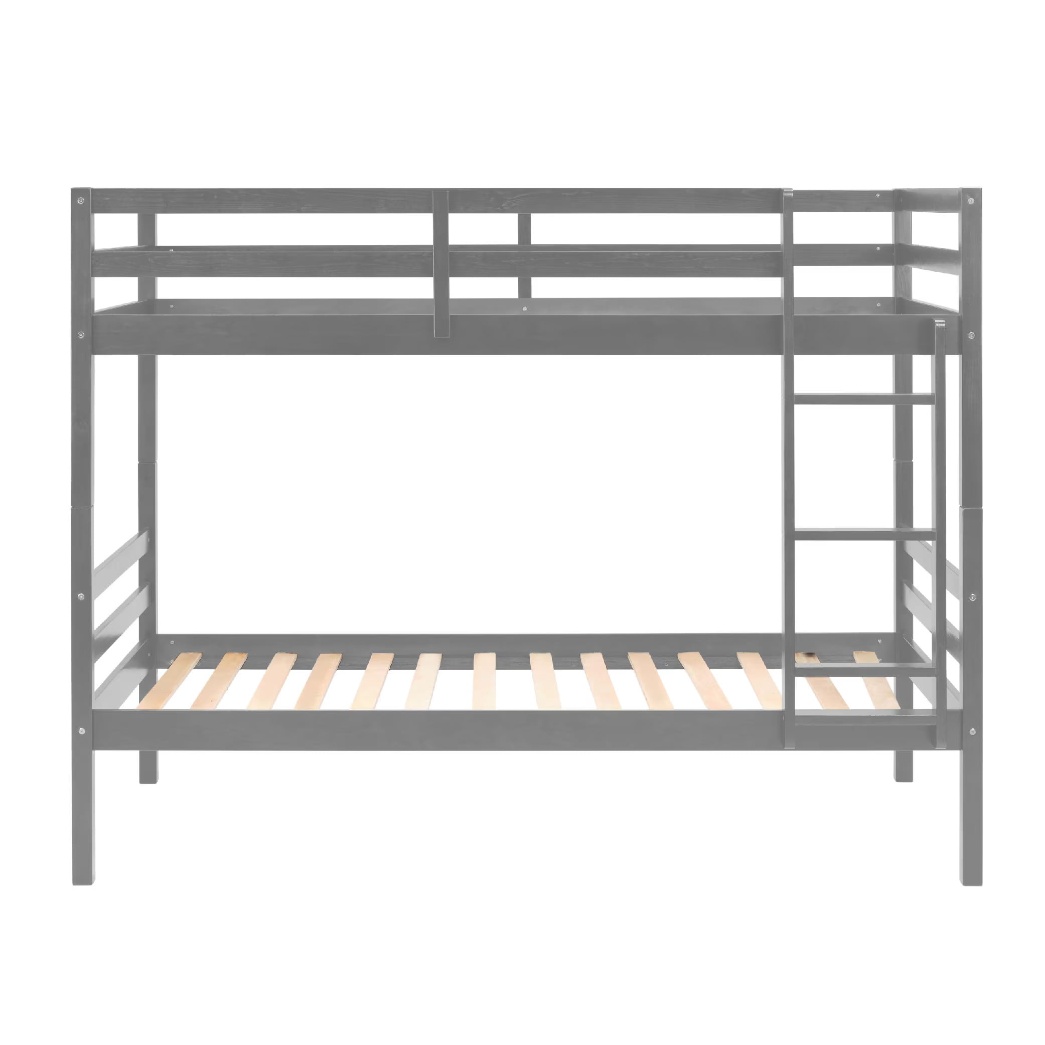 Aukfa Twin over Twin Bunk Bed, Wooden Bunk Bed with High Guardrail for Kids/Teens and Dorm Room/Guest Room, Gray
