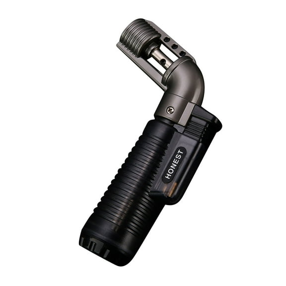 Wovilon Metal Lighter Bend Blast Flameproof Burner Outdoor Barbecue Kitchen Baking Lighter