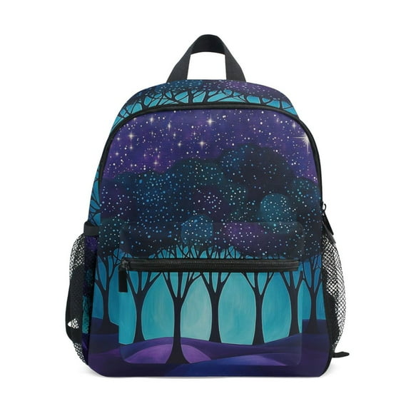 FORMRS School Backpack with Front Zippered Pocket 12" Elementary Student Travel Daypack, Purple Moonlight Forest