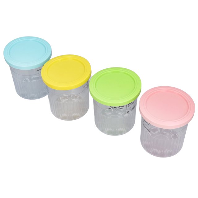 Cream Pint Replacement Containers, High Volume Ice Cream Pint Containers with Lids 4pcs for Ice Cream Maker