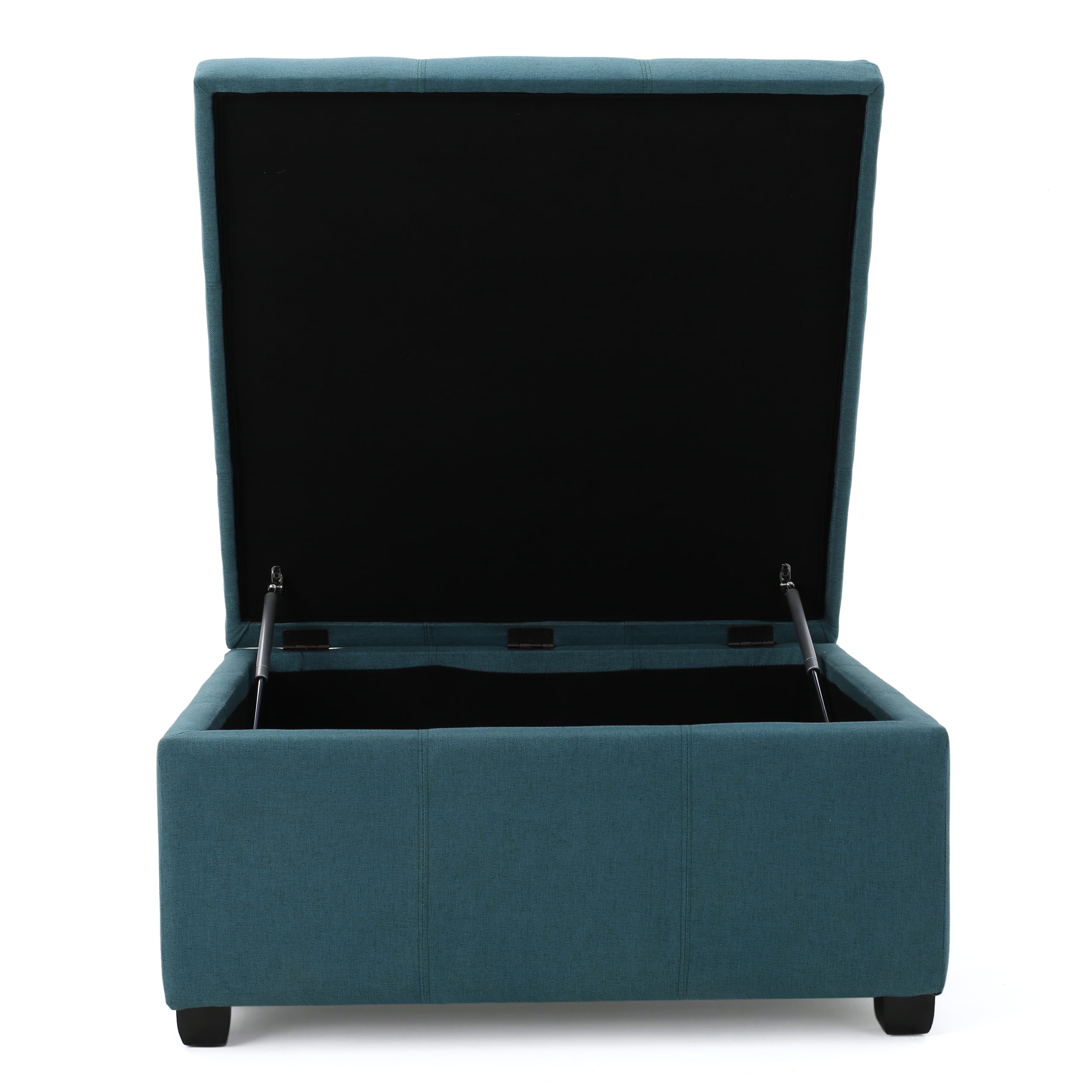 Noble House Lomita Dark Teal Fabric Storage Ottoman