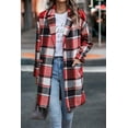 thumbnail image 3 of PRETTYGARDEN Women Plaid Shacket Jacket Trendy Fall Casual Button Wool Blend Tartan Trench Coat Winter Clothing with Pockets, 3 of 10