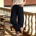 thumbnail image 3 of Womens Wide Leg Barrel Pants Palazzo Casual Flowy Beach Cropped Harem Pants Summer 2026 Casual Drawstring Capris (Black,L), 3 of 5