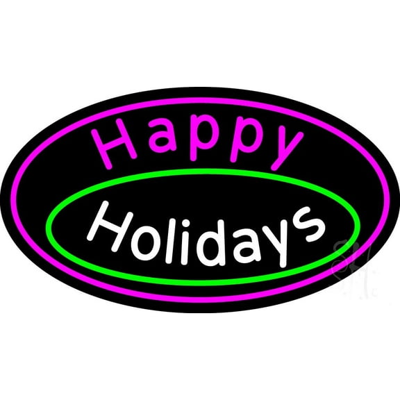 Cursive Happy Holidays LED Neon Sign 13 x 24 - inches, Clear Edge Cut Acrylic Backing, with Dimmer - Bright and Premium built indoor LED Neon Sign for special occasion decor.
