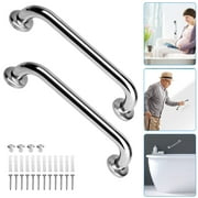 TSV Durable Stainless Steel Anti-Slip Wall-Mounted Bathtub Grab Bar, Brushed Nickel, 12" (2 Pack)