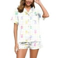 thumbnail image 1 of WILLBEST Jeans pour Femmes Ensemble 2 Pcs Pyjamas pour Femmes Hiver Imprimé Floral Graphique Chemise à Manches Courtes et Shorts Ensemble de Pyjama Pantalon Jogger, 1 of 5