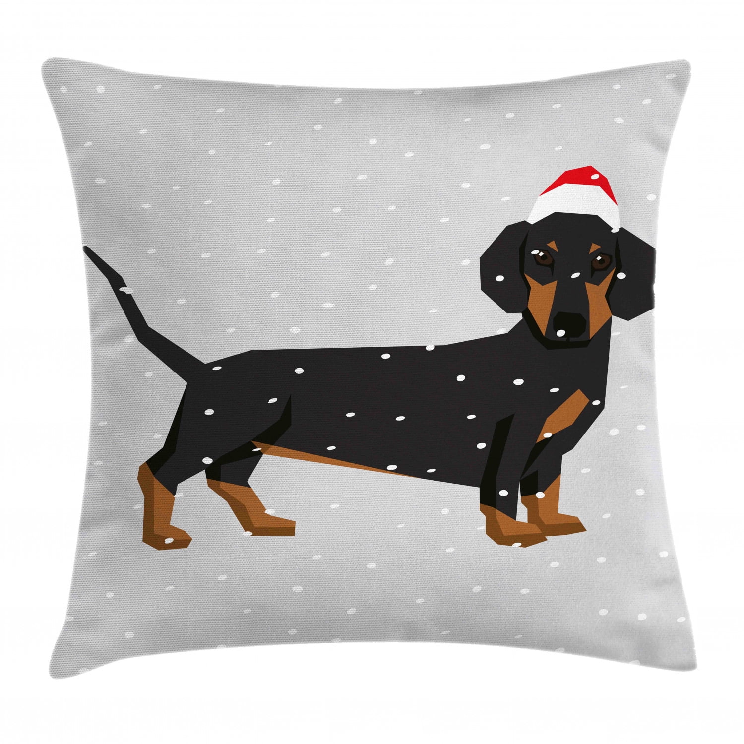 Dachshund Throw Pillow Cushion Cover, Low Poly Cute Dog Wearing a