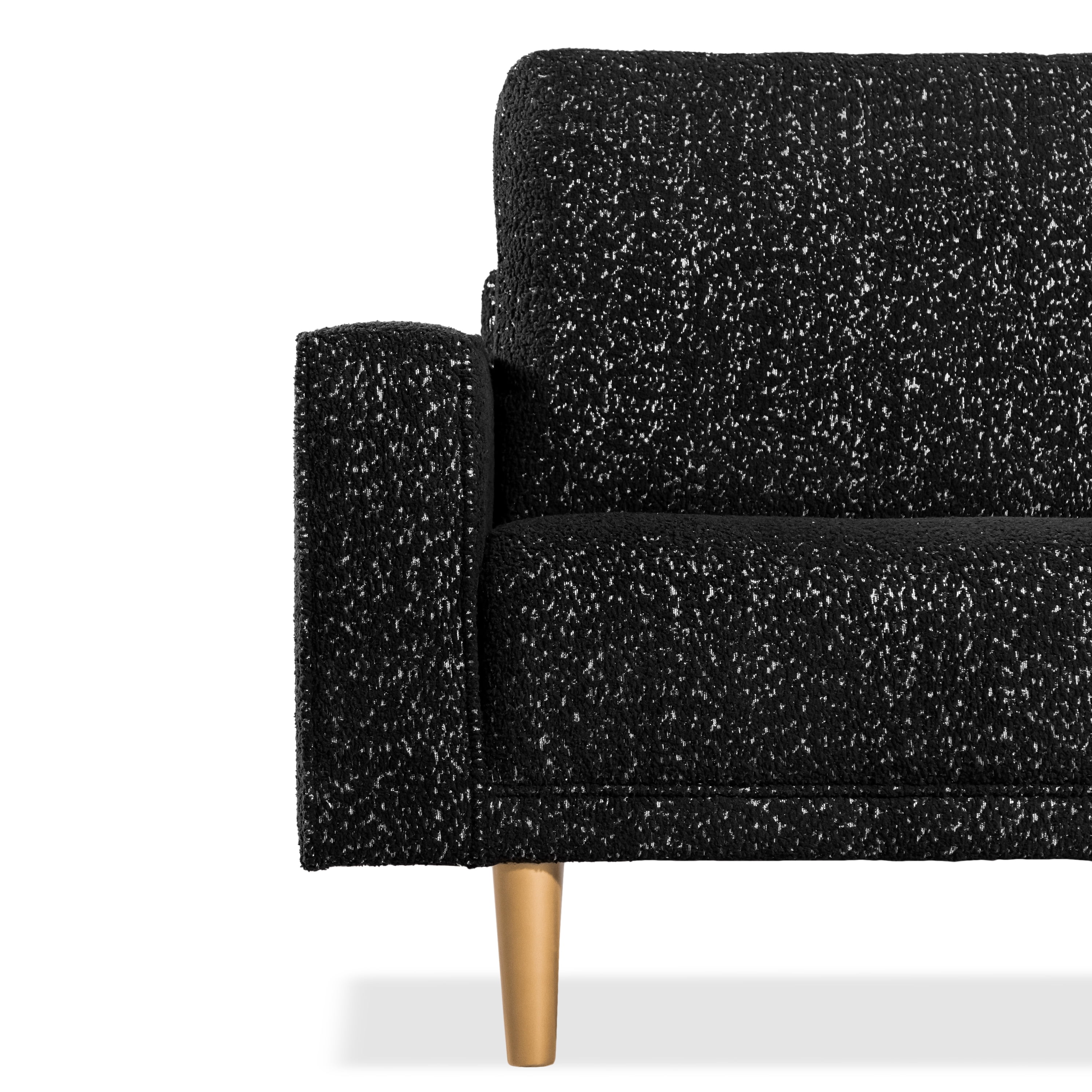 Furniture of America Doux Black MCM Custom Boucle Upholstered Fabric Welt Trim Armchair Living Room Accent Chair
