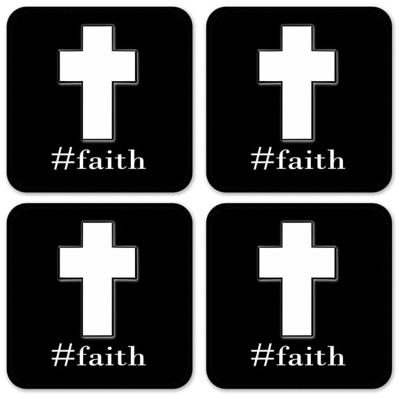 Vinyl Drink Coasters - Set of 4 - #Faith