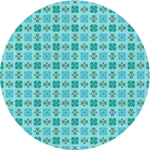 Ahgly Company Machine Washable Indoor Round Transitional Light Sea Green Area Rugs, 4' Round