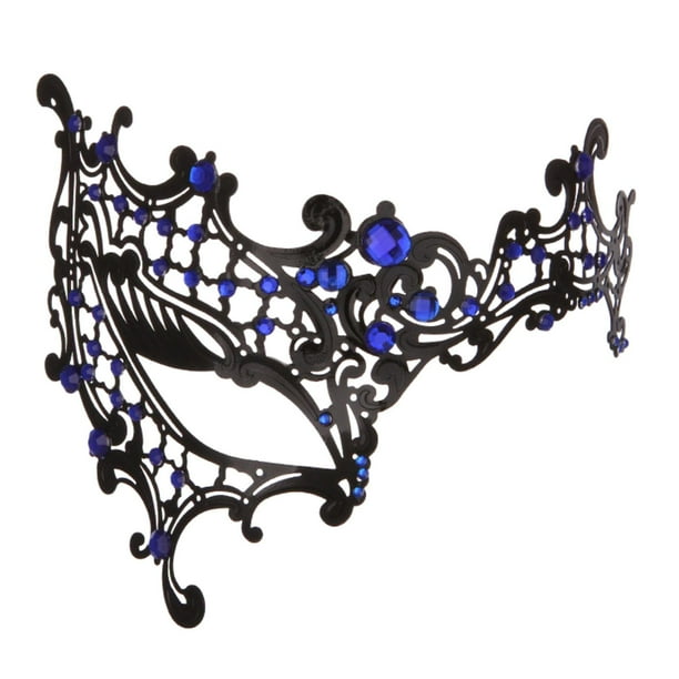 Máscara de mascarada, accesorios de cosplay con diamantes de imitación, media máscara, accesorios de disfraz para azul