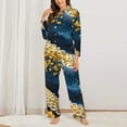 thumbnail image 2 of KLL Moonlit Golden Tree Peacock Print Women's Long Sleeve Pajamas with Pants Sleepwear Loungewear 2 Set-XX-Large, 2 of 7