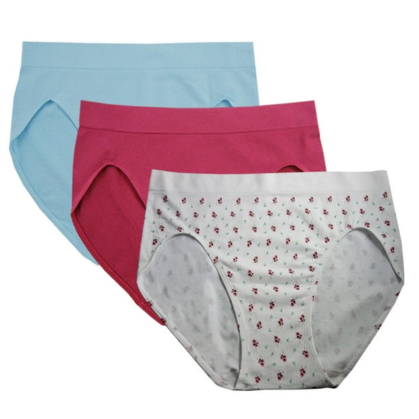 FEM Women's Underwear Seamless Briefs High-Cut Panties - 3 Pack