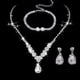 thumbnail image 1 of Conjuntos de joyas de diamantes de imitación de cristal para dama de honor nupcial de boda, gargantilla llamativa, collar, pendientes colgantes, conjuntos para fiesta de boda y graduación, 1 of 5
