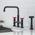 thumbnail image 3 of Urbix Industrial Bridge Kitchen Faucet with Side Sprayer in Matte Black/Red, 3 of 12