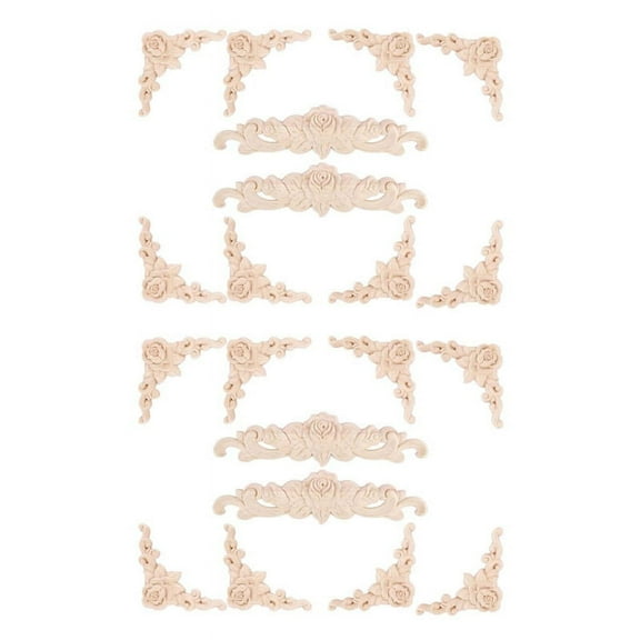 20 Pcs Wood Carved Wall Decor Floral Wood Carved Applique Corner Decorative for Furniture Door Cabinet Bed