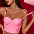 thumbnail image 6 of Lovskoo Women's Renaissance Corset Spaghetti Strip Lace Up Faux Leather Crop Tops Boned Overbust Waist Cincher Corset Bustier Sleepwear Bodyshaper Top Halloween Costume Gothic Shapewear Pink, 6 of 9